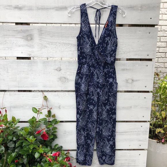 Love Tree Beachy Cottagecore Paisley Boho Hippie Jogger Jumpsuit Festival - Picture 2 of 13